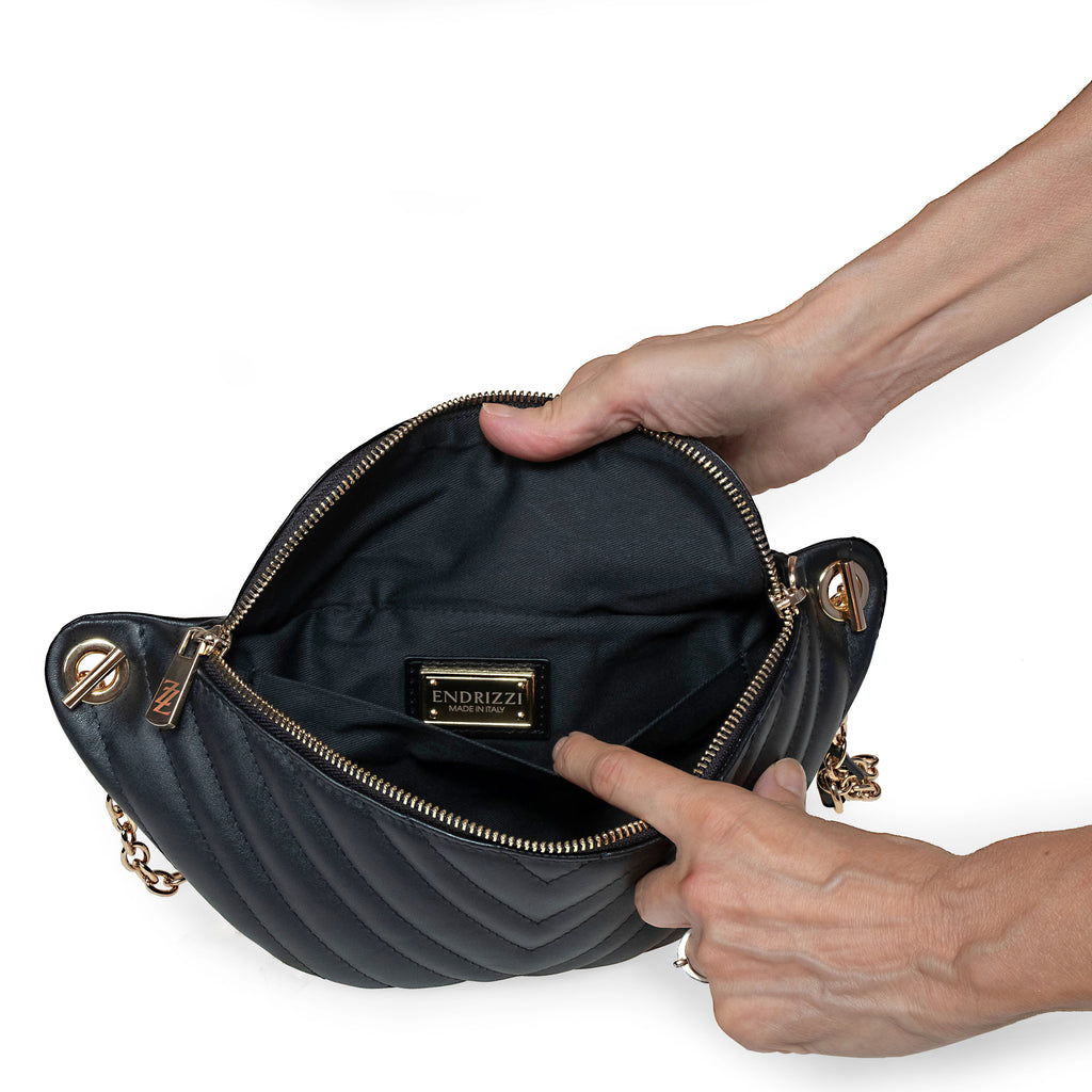 Endrizzi Viaggi waist bag in black with gold hardware