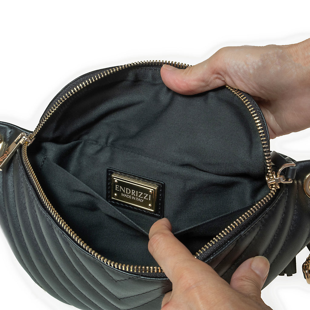 Endrizzi Viaggi waist bag in black with gold hardware