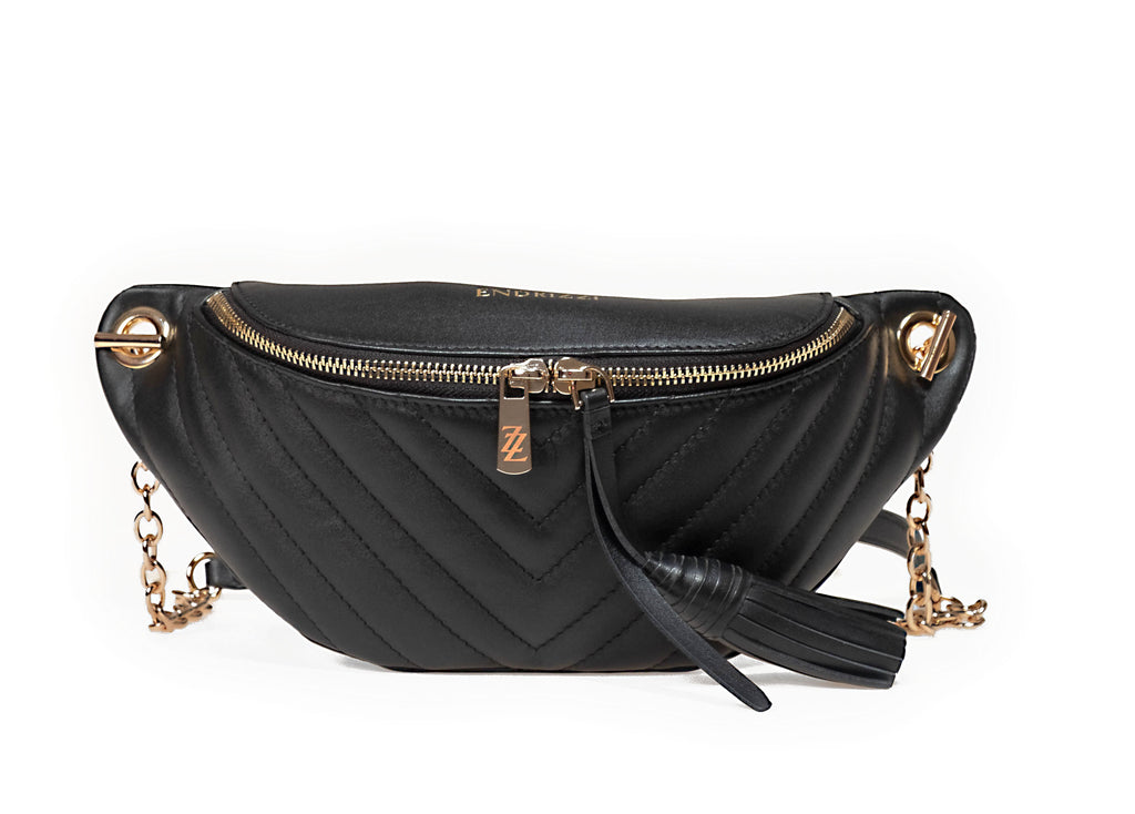 Endrizzi Viaggi waist bag in black with gold hardware