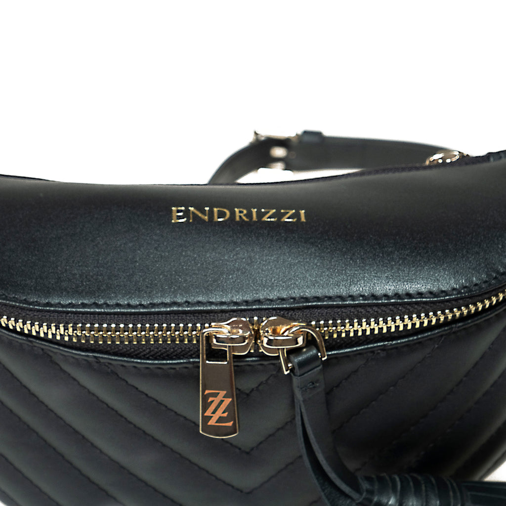 Endrizzi Viaggi waist bag in black with gold hardware
