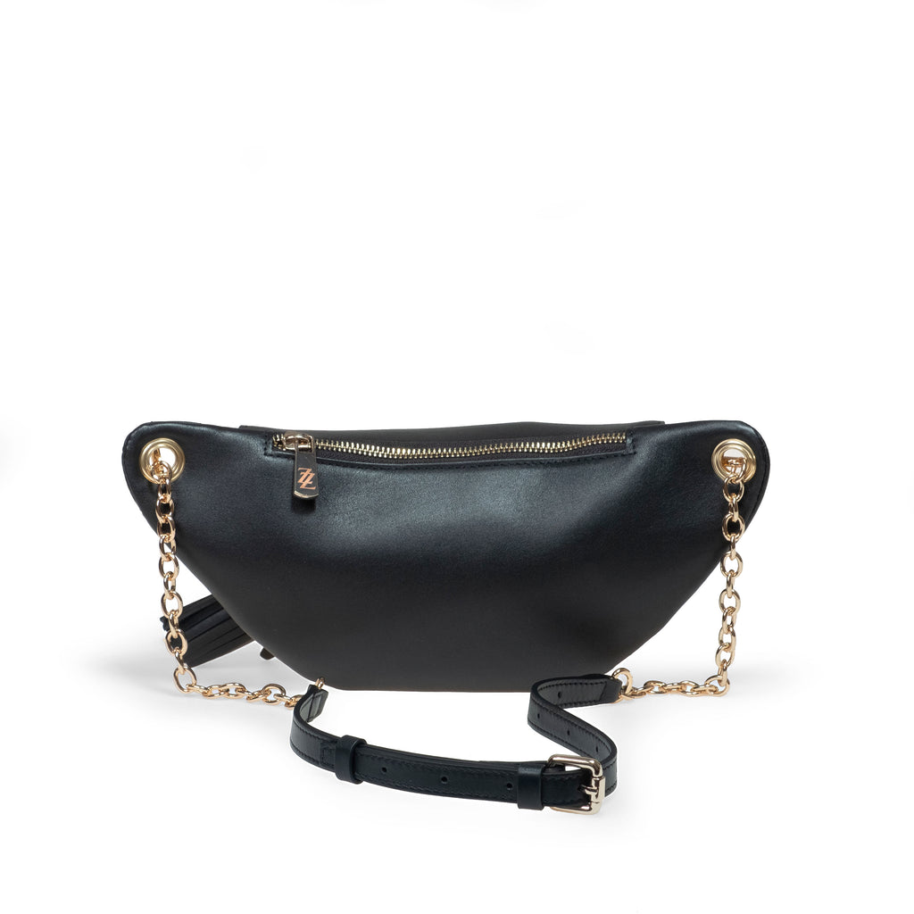 Endrizzi Viaggi waist bag in black with gold hardware